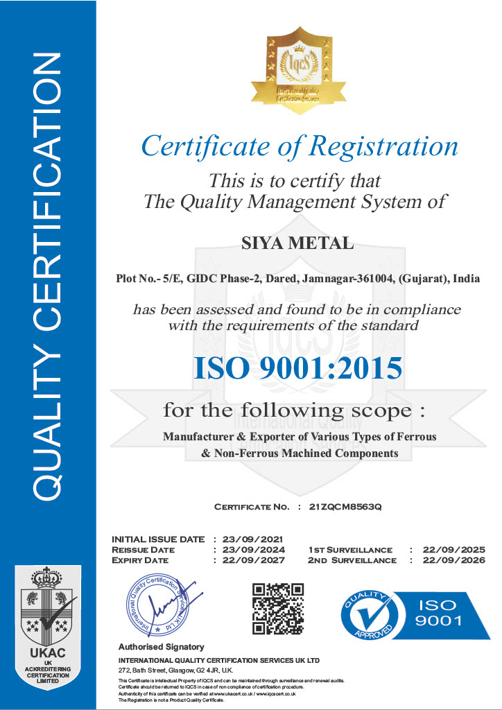 Siya Metal ISO Certificate